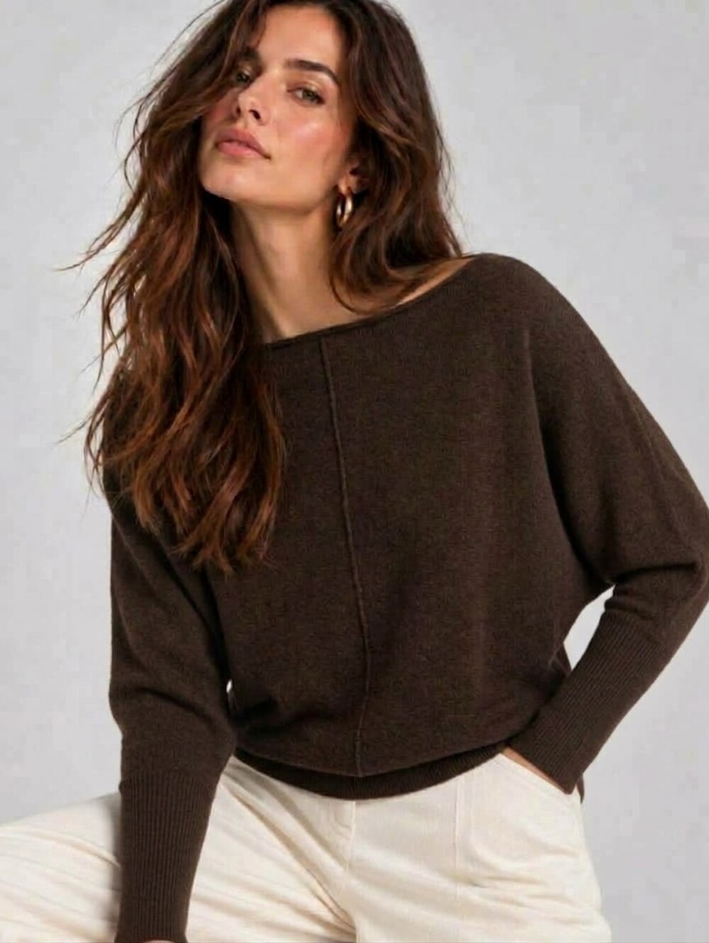 Club Monaco Cashmere Boatneck Sweater Size Large Chocolate Brown Quiet Luxury